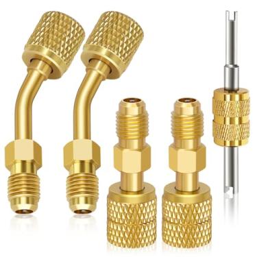 Imagem de Kit adaptador R410A Mini Split R410A, kit adaptador R410A, adaptadores giratórios R410A, adaptadores de bomba de vácuo R410A com fêmea de 5/16" para macho SAE de 1/4", para mini sistema de divisão de ar condicionado HVAC serviço de refrigeração
