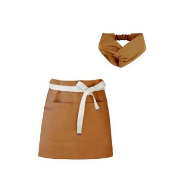 Imagem de Avental Cintura e Faixa Turbante Caramelo Mostarda Bistro Chef - CASAC