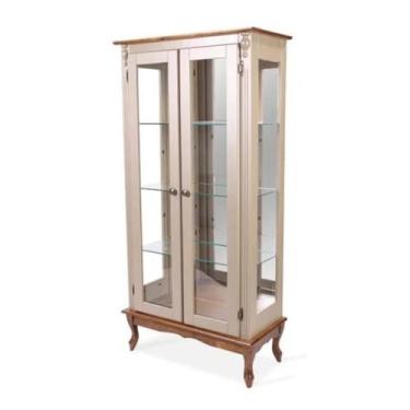 Imagem de Vitrine 165x80cm 2 Portas + 3 Prateleiras de vidro, Pés Luiz XV - Tomm