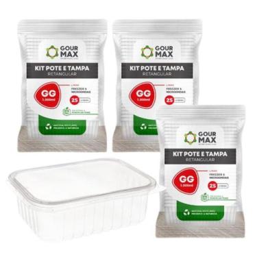 Imagem de Kit Potes Descartáveis Marmita Freezer Microondas 1L 72un - Gourmax
