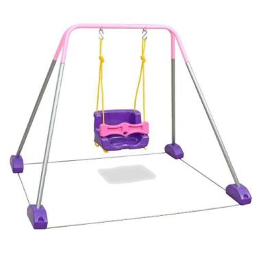 Imagem de Balanço Infantil Individual com Estrutura Jundplay Rosa