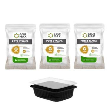 Imagem de Pote Preto C/ 72un 750ml Descartável Marmita Freezer Microondas Fitnes