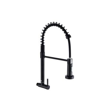 Imagem de Kit 3 Torneiras Cozinha Metal Gourmet Standard Parede Fosco Preto