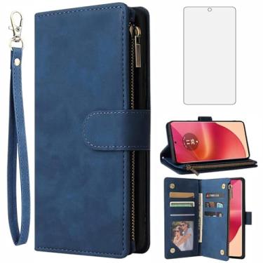 Imagem de Asuwish Compatível com Motorola Edge 50 Fusion Capa carteira protetora de tela de vidro temperado e capa flip de couro, suporte para cartão, acessórios de celular, capas de telefone para Edge50Fusion