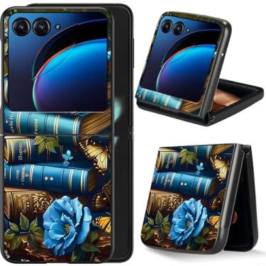 Imagem de Dikoer Capa flip para Moto Razr 50 Ultra/Moto Razr Plus 2024, capa dobrável à prova de choque de policarbonato rígido de corpo inteiro, azul