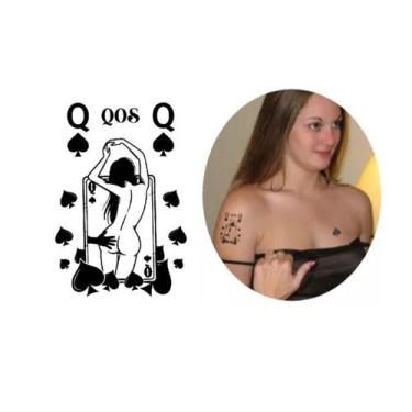 Imagem de Tatuagem temporáira hotwife carta espelho dama espadas - 3i
