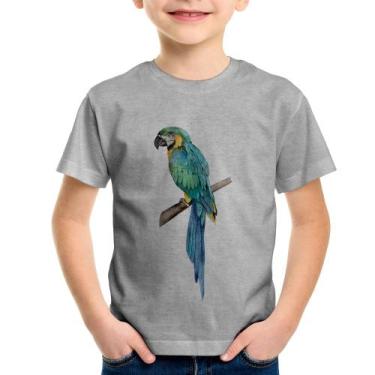Imagem de Camiseta Infantil Arara Azul - Foca na Moda, Cinza, 12