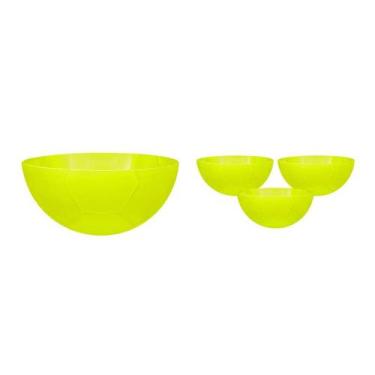Imagem de Kit 4 Petisqueira Futebol Amarelo Neon 240Ml Plástico - Bb Store