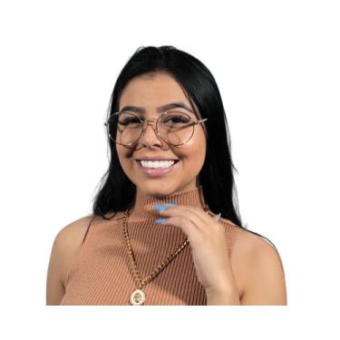 Imagem de Óculos Armação Para Grau Redondo Metal Unissex Envio Imediato + Case  