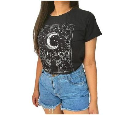Imagem de Blusa Feminina Camiseta T-shirt Carta Tarot Moon roupas femininas - Fe