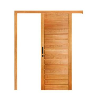 Imagem de Porta de Correr AD01 em Madeira Maciça Tauari com Moldura Mapaf, 100cm