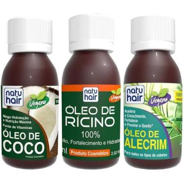 Imagem de Kit Terapia Capilar Óleo de Coco + Rícino + Alecrim 60ml Natuhair