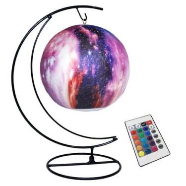 Imagem de Luminaria Pendente Planeta Galaxia Universo 3d Abajur Usb Com Controle