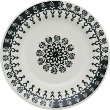 Imagem de Kit 6 Pratos Fundos Donna Folk Oxford Cerâmica 22cm - Genérico