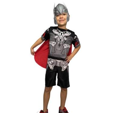 Imagem de Fantasia Thor Curto C Máscara Plástico  - Compra Certa, M 3 A 4 ANOS