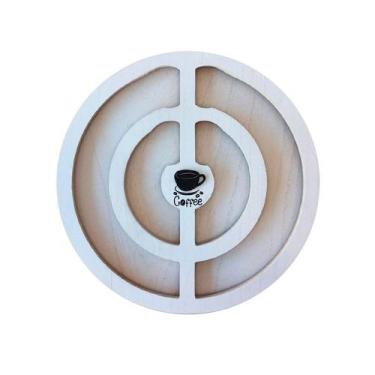 Imagem de Suporte Porta 20 Cápsulas Cafe Redondo Madeira Mdf Branco - Inter.P