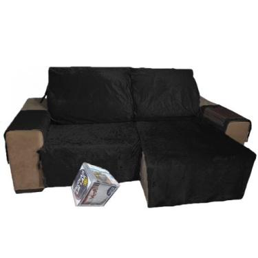 Imagem de Protetor Sofá Retrátil Assento 1,80m Camurça Suede 2Md Preto - Enxovai