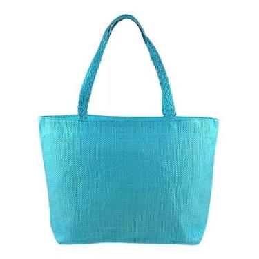 Imagem de Bolsa Feminina Azul com Alça Praia Compras Ombro Passeio - Lis