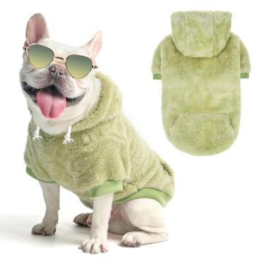 Imagem de SCENEREAL Suéter de lã com capuz para cães pequenos, médios e grandes, moletom quente felpudo com bolso, roupas para meninas e meninos para inverno/outono, roupas masculinas fofas de designer com
