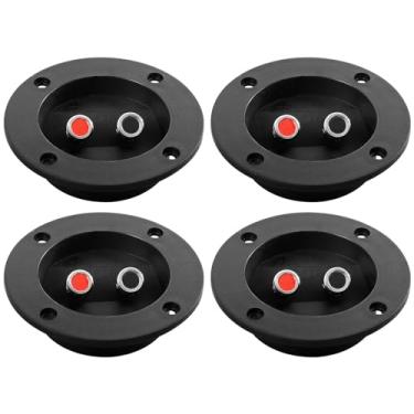 Imagem de Tongze 4 peças de caixa de alto-falante de 8,9 cm, caixa de subwoofer redonda de mola, conector de borne de ligação de terminal para alto-falante e subwoofer de carro doméstico faça você mesmo