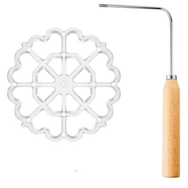 Imagem de Molde de Bunuelos com Cabo Molde de Alumínio Kit Máquina de Roseta Bolo de Biscoito Bunuelos Ferramenta Elenco Moldes de Waffle Conjunto para Cozinha Assar Cozinhar Utensílios Domésticos (2 Conjuntos)