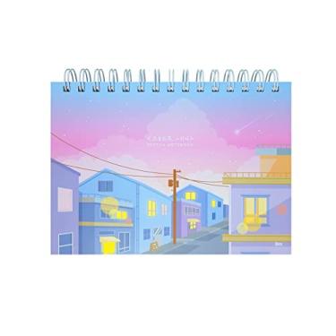Imagem de Caderno de desenho em espiral Shining Day, caderno estético sem forro, 14,7 cm x 20,3 cm, 75 folhas, papel de desenho de qualidade premium de 130 g/m², capa dura, nota de esboço em branco (dia)