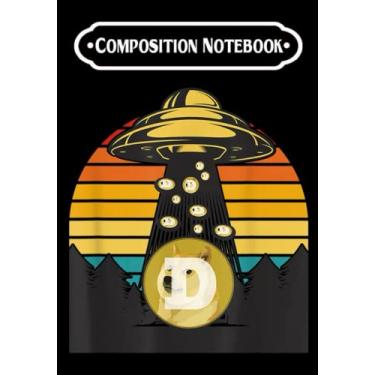 Imagem de Composition Notebook: Crypto Alien Space Trying to Take Dogecoin Vintage UFO Coin, Journal 6 x 9, 100 Page Blank Lined Paperback Journal/Notebook
