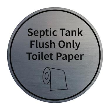 Imagem de Signs ByLITA Placa de papel higiênico circular para fossa séptica (prata escovada) - média
