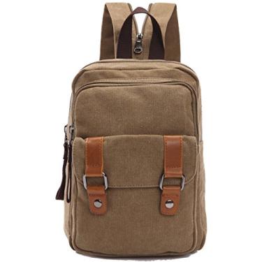 Imagem de Arbag Mochila pequena fofa vintage casual de lona mochila de ombro, Caqui, One Size, Mochilas Daypack