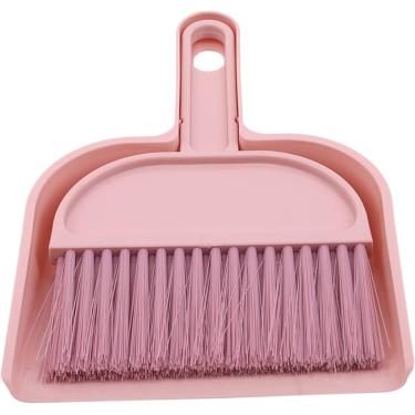 Imagem de Conjunto de mini vassoura e pá de lixo de plástico - Acessórios de limpeza de mesa, rosa