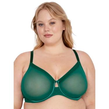 Imagem de Curvy Couture Malha transparente feminina, cobertura total sem forro, suporte sexy plus size, Aventurina, (44) 44DDD