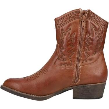 Imagem de Coconuts by Matisse Botas femininas de couro sintético Cisco com bico amêndoa, caubói, Bronzeado, 40