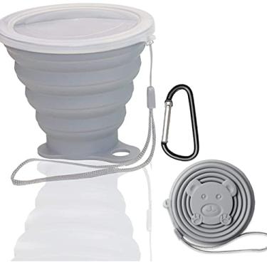 Imagem de Copo dobrável de silicone - copo dobrável expansível - copo de bebida dobrável reutilizável - copo de canecas portátil reutilizável para viagens, acampamento, caminhadas, sobrevivência, carro, piquenique, praia, férias, esportes ao ar livre, cinza