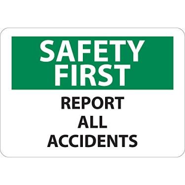Imagem de National Marker SF170PB Placa "Safety First, Report All Accidents", vinil PS, 25,4 cm x 35,5 cm