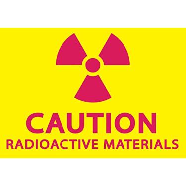 Imagem de Zing Green Products 1929 Placa de segurança de plástico reciclado "Caution Radioactive Materials", magenta em amarelo, 25,4 cm de comprimento, 17,8 cm de largura