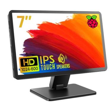 Imagem de ROADOM Monitor de tela sensível ao toque com capa, tela Raspberry Pi de 17 polegadas, IPS FHD 1024 × 600, toque responsivo e suave, alto-falantes embutidos duplos, entrada HDMI, compatível com