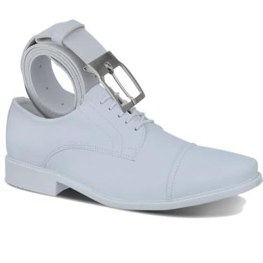 Imagem de Novo Hábito, Kit Sapato Social Masculino Branco + Cinto Cor:Branco;Tamanho:39