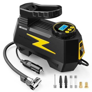 Imagem de FADAKWALT Compressor de ar portátil para inflador de pneu, bomba de ar de pneu DC 12V com LED e medidor de pressão digital de 150PSI, inflador de pneu portátil para pneus de carro, motocicletas,