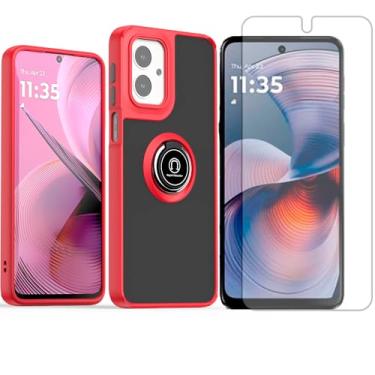 Imagem de GR Global Revolution, Capa Case Anel Para Motorola Moto G55 + Pelicula Hidrogel Cor:Vermelho