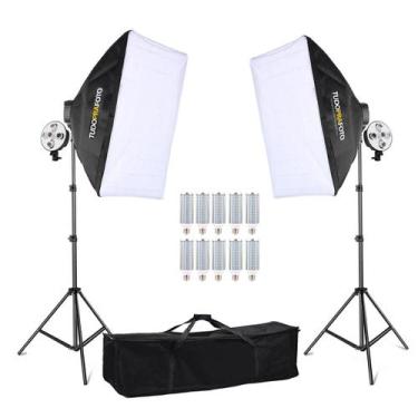 Imagem de Estúdio Fotográfico Softbox Completo LED c/ 2 Tripés + 10 Lâmpadas - T
