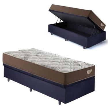 Imagem de Base Box Baú 88x188 Suede Preto com Colchão Relax Adorabile Molas Ensa
