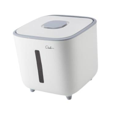 Imagem de Ｂｅｓｇａ Recipiente de arroz, dispensador de alimentos para animais de estimação com tampa, caixa de armazenamento de grande capacidade multifuncional, lixeira, Branco 10 Kg