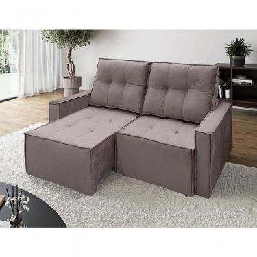 Imagem de Sofá Retrátil E Reclinável 2 Lugares Montreal 1,60m Élpis Móveis Veludo Prata