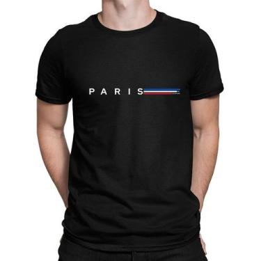 Imagem de Camiseta Masculina Algodão Premium Paris 02 - Cwb, Preto, G, Masculino