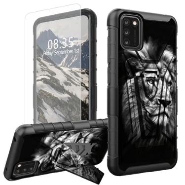 Imagem de BFDHGQZC Capa para celular Alcatel TCL A3X (A600DL) com protetor de tela e suporte, tema leão, camada dupla, à prova de choque, capa protetora para TCL A3X (A600DL)