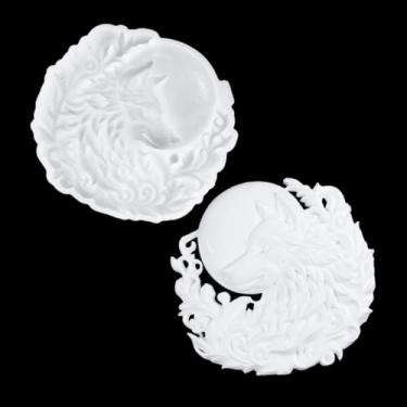 Imagem de XYQHOAC Molde de cabeça de lobo lua 3D moldes de silicone animal lobo para pendurar na parede molde de resina epóxi para fundição de resina, artesanato de arte faça você mesmo, decoração de armários