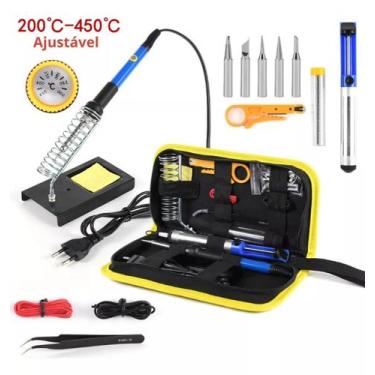 Imagem de Kit Ferro Solda + Tubete Estanho Com Resina E Sugador Solda - MB, 220V