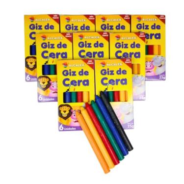 Imagem de 20 Cx Giz de Cera 6 Cores p/Kit Festa Lembrancinha Prenda Artesanato Pintura