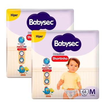 Imagem de Fralda Descartável Babysec Shortinho Galinha Pintadinha Hiper Tamanho M - 2 Pacotes com 64 Tiras