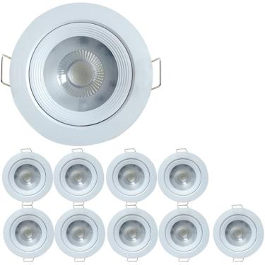 Imagem de Kit 10 Spot Led Dicroica Embutir Redondo 5W 3000k MR16 Amarelo Luminária Direcional Teto Gesso Casa Loja Sanca